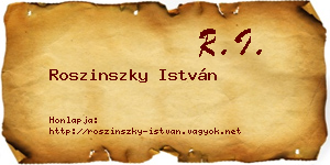 Roszinszky István névjegykártya